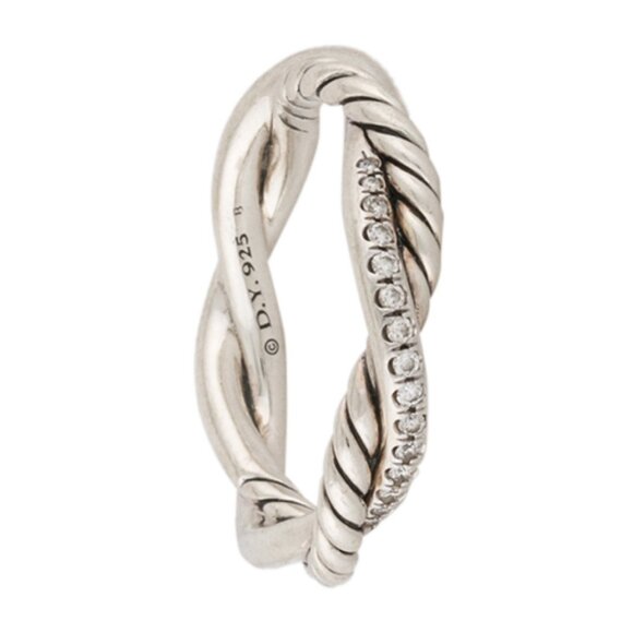 DAVID YURMAN DIAMOND STERLING SILVER 925 PETITE INFINITY BAND RING - Picture 4 of 10